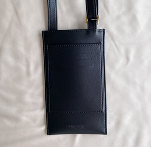 pochette de téléphone en cuir vegan de pomme noir