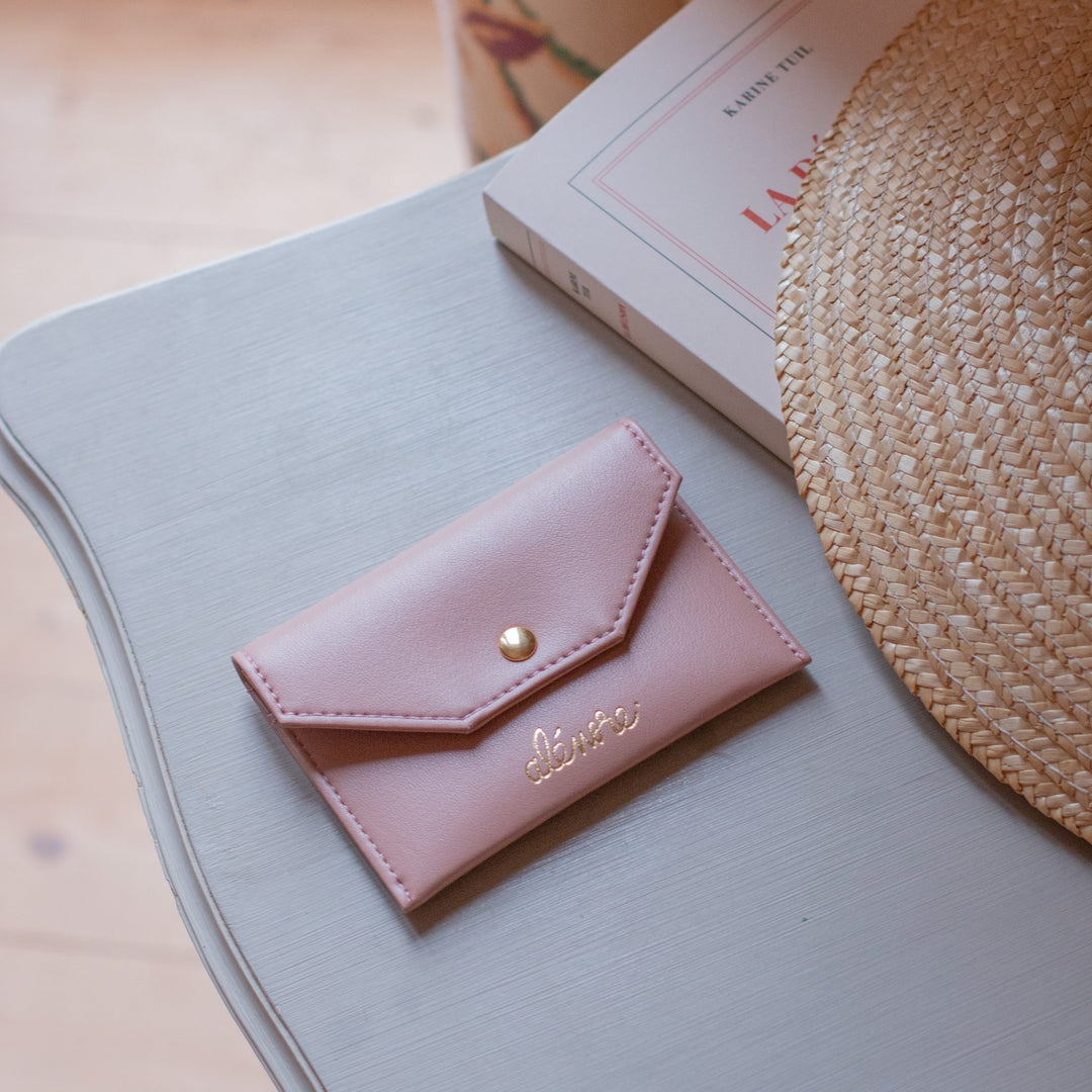 porte-cartes vegan apple skin rose