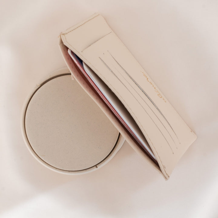 portefeuille cuir vegan de pomme couleur nude