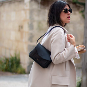 sac vegan en cuir de pomme noir marque française Alénore
