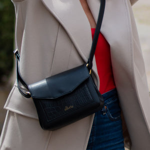 sac vegan en cuir de pomme noir marque française Alénore