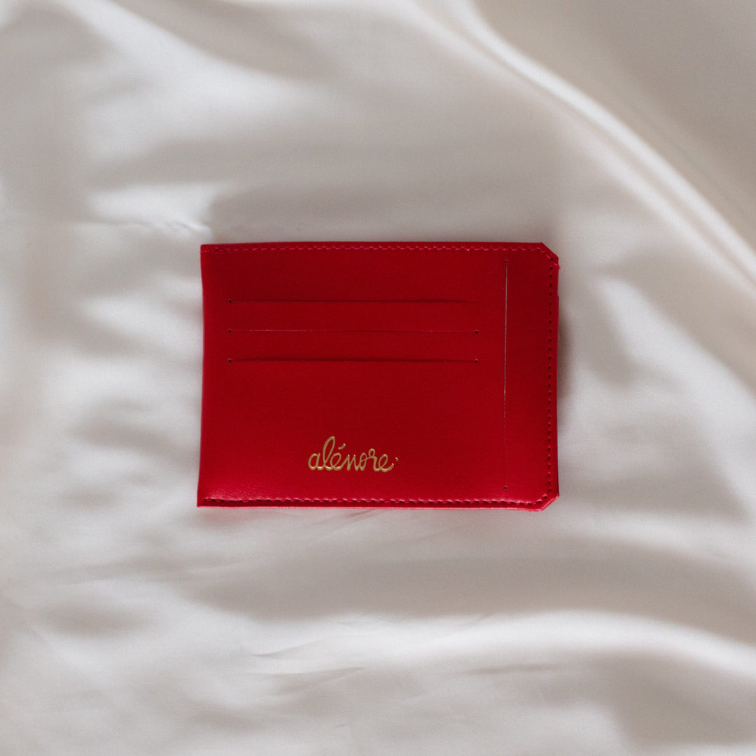 portefeuille en cuir vegan rouge