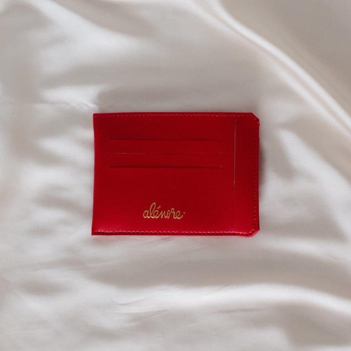 portefeuille en cuir vegan rouge