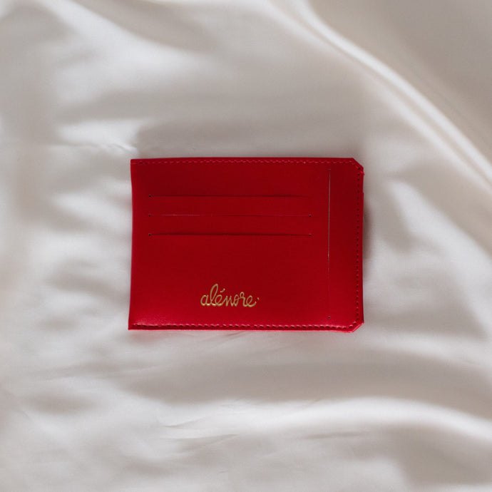 portefeuille en cuir vegan rouge