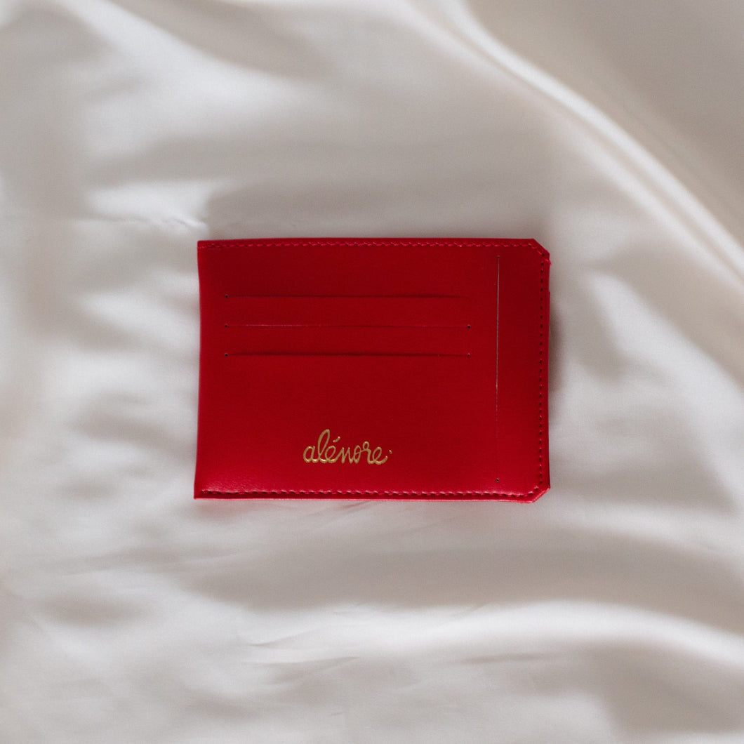 portefeuille en cuir vegan rouge