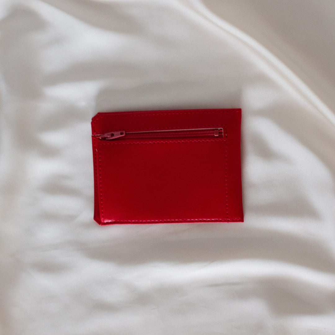 portefeuille en cuir vegan rouge