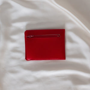 portefeuille en cuir vegan rouge