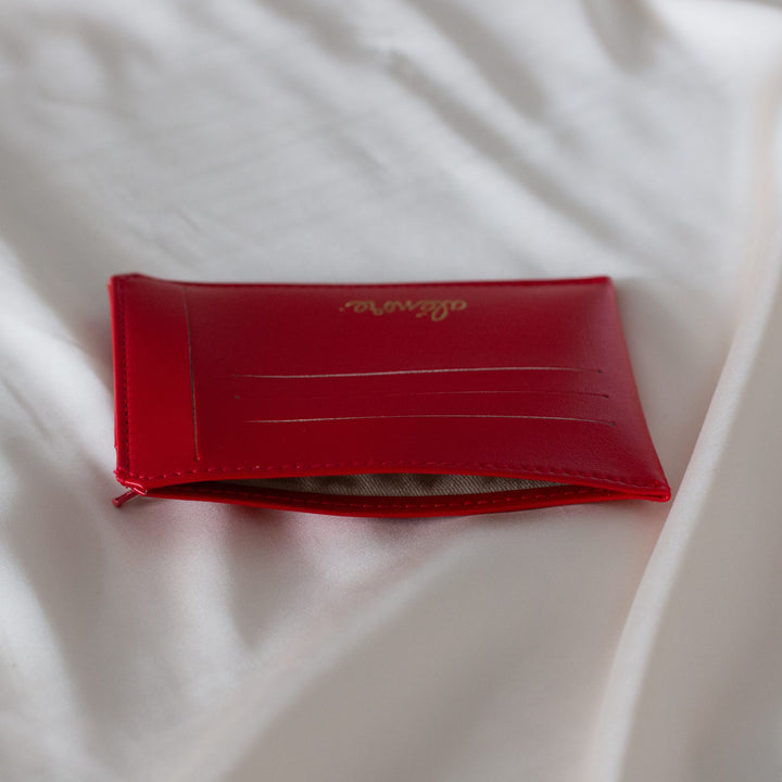 portefeuille en cuir vegan rouge