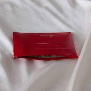 portefeuille en cuir vegan rouge