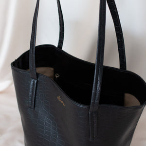 sac vegan noir effet croco