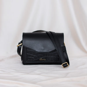 sac vegan en cuir de pomme noir marque française Alénore