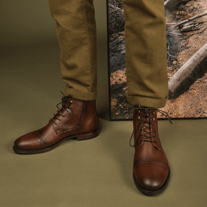 Bottines vegan homme à lacets marron