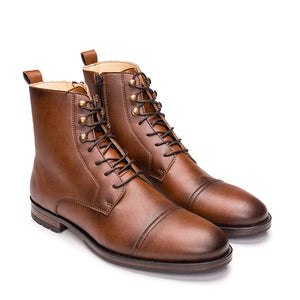 Bottines vegan homme à lacets marron