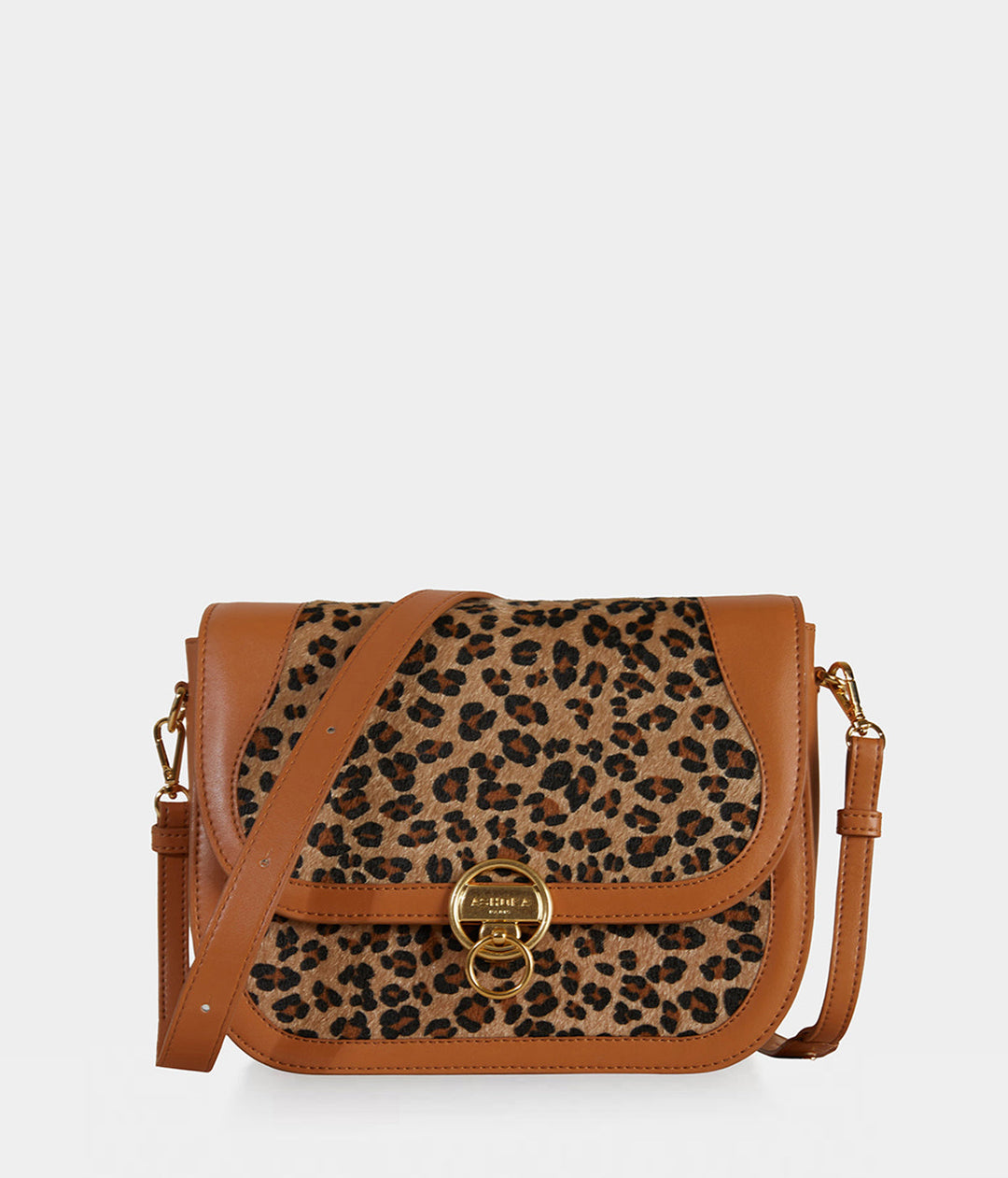 Sac à main Marilyn Amazone Léopard caramel Apple Skin face avant, sans cuir, éthique, écoresponsable, écologique, recyclé et sans cruauté.