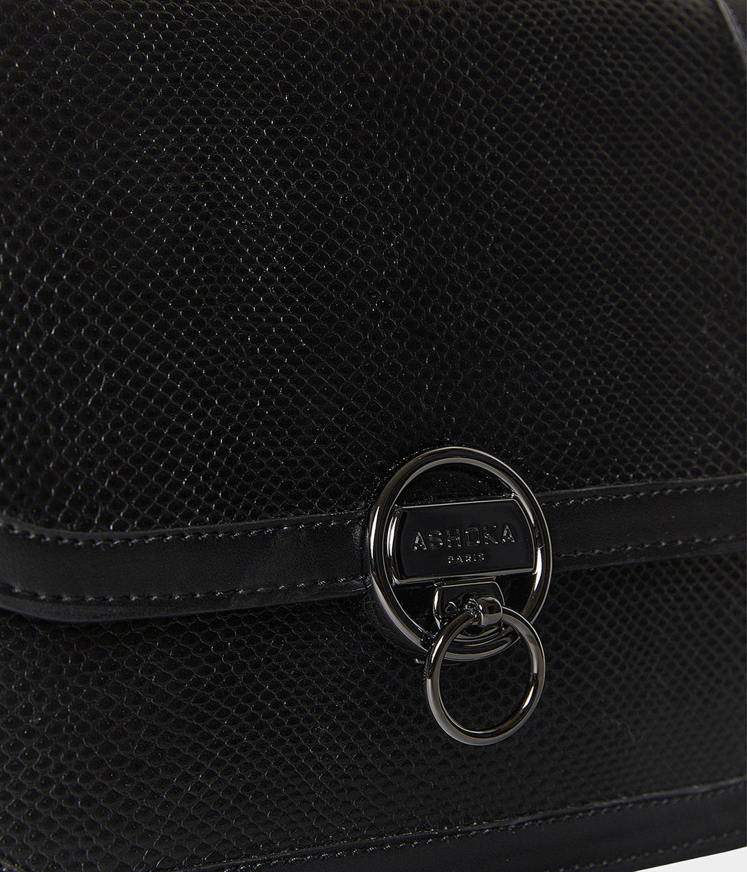 Sac à main Apple Skin Marilyn Amazone Lézard noir, sans cuir, éthique, écoresponsable, écologique, recyclé et sans cruauté.