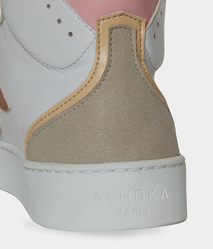 Sneaker montante biosourcée &amp; recyclée Mateo trio rose - basket éthique, écoresponsable et vegan.