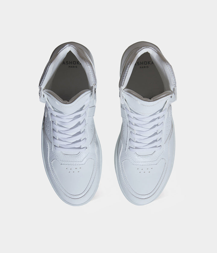 Sneaker Matéo montante biosourcée &amp; recyclée blanche vue haute - Tennis éthique, écoresponsable et vegan