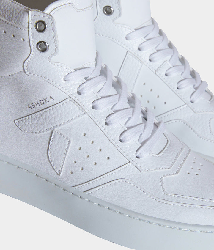 Détails sneaker Matéo montante biosourcée &amp; recyclée blanche - Tennis éthique, écoresponsable et vegan