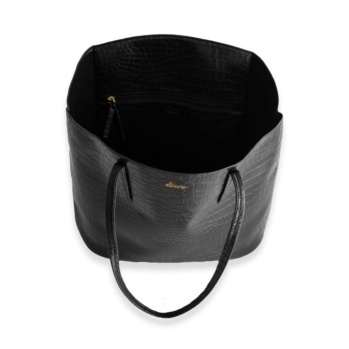 grand sac cabas vegan noir effet coco