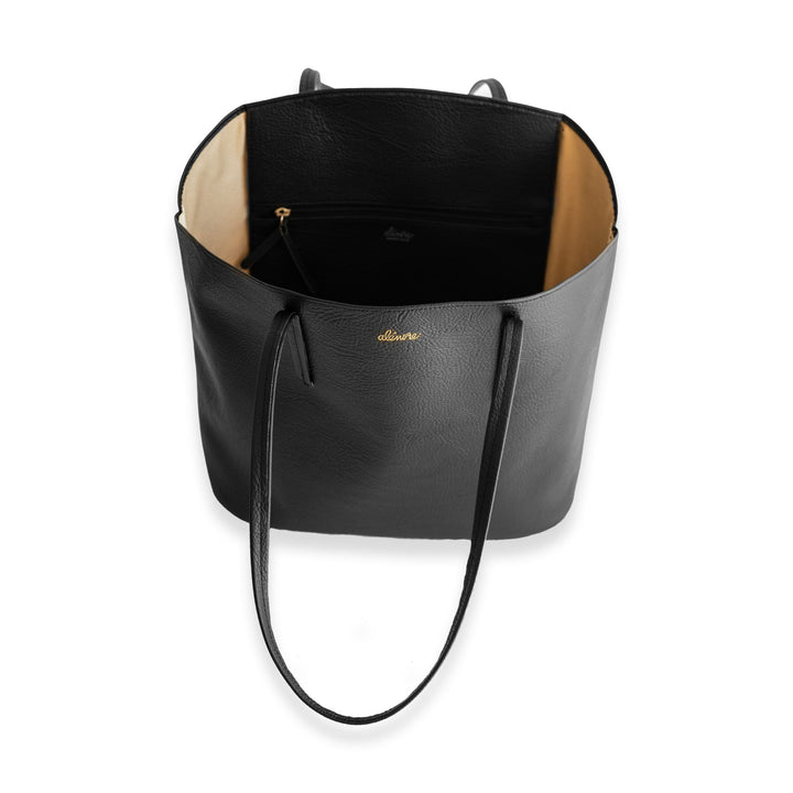 grand sac cabas noir en cuir vegan 