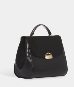 Sac à main similicuir vegan Paname Oxymore Apple Skin noir fermoir doré, sans cuir, éthique, écoresponsable, écologique, recyclé et sans cruauté.