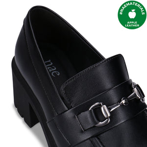 mocassins vegan noir à talons crantés