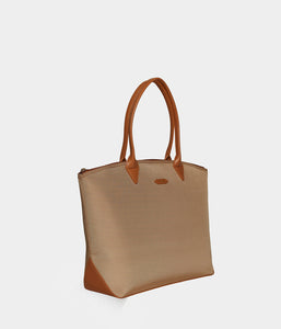 Sac cabas vegan pour femme Jolly Apple Skin et Nylon recyclé bleu caramel sans cuir, éthique, écoresponsable, écologique, recyclé et sans cruauté