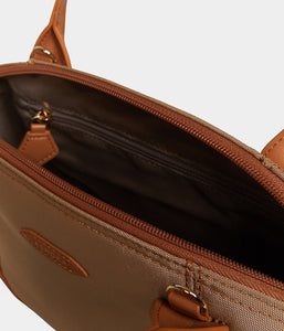 Sac à main vegan pour femme Pretty Apple Skin et Nylon recyclé caramel sans cuir, éthique, écoresponsable, écologique, recyclé et sans cruauté