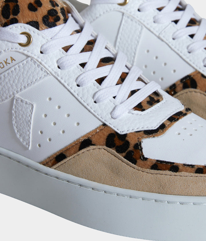 détail Sneaker Mateo Basse biosourcée &amp; recyclée Léopard - tennis éthique, écoresponsable et vegan