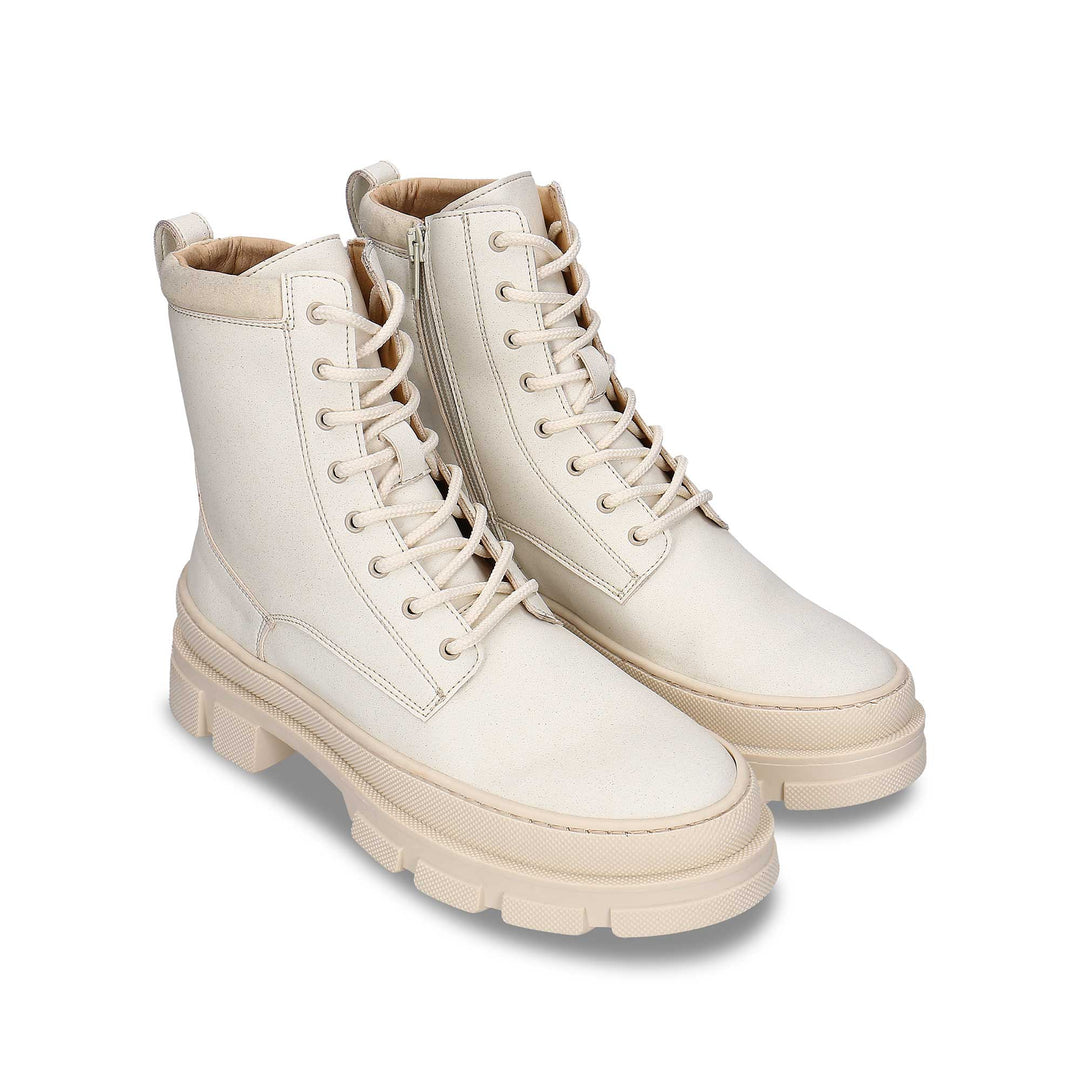 Bottines vegan chunky blanches à lacets