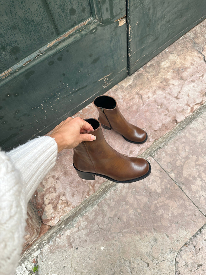 bottines vegan marron style vintage 70&