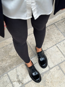 derbies vegan noir brillant femme