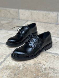 derbies vegan noir brillant femme