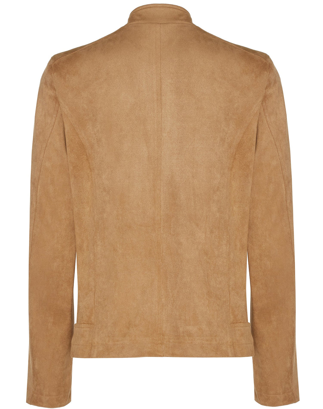 veste style moto en daim vegan camel