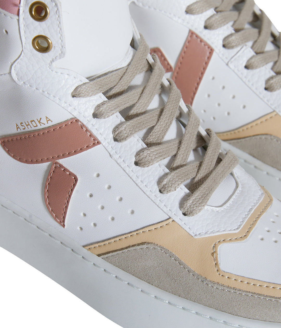 Détails sneaker montante biosourcée &amp; recyclée Mateo trio rose - basket éthique, écoresponsable et vegan.