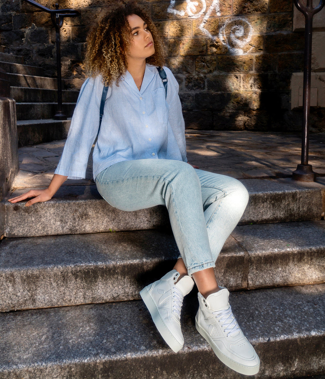 Sneaker Matéo montante biosourcée &amp; recyclée blanche - Tennis éthique, écoresponsable et vegan