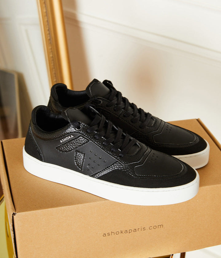 Sneaker végétale Matéo basse biosourcée &amp; recyclée noire - Tennis éthique, écoresponsable et vegan