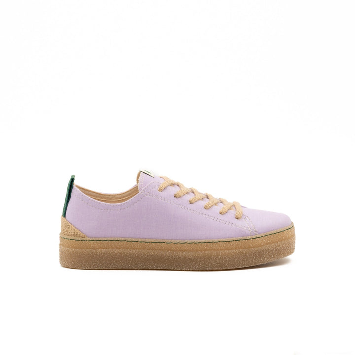 baskets vegan en toile mauve