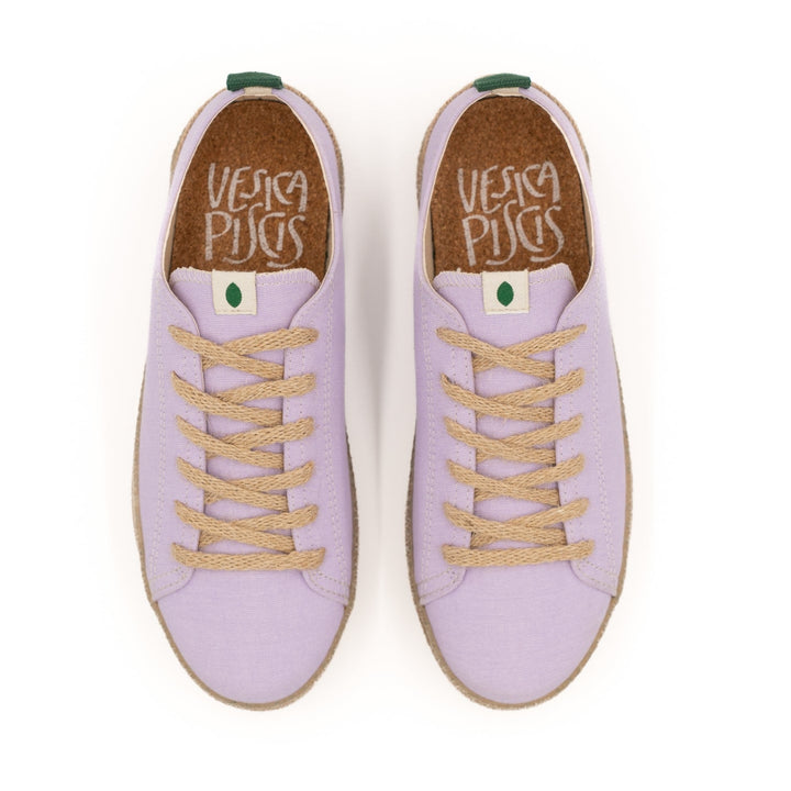baskets vegan en toile mauve
