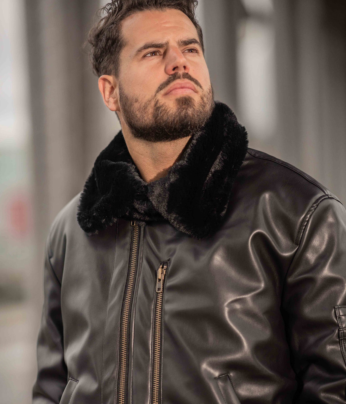 Blouson Aviateur Homme en Cuir Vegan Noir Ashoka Roland – Zebra