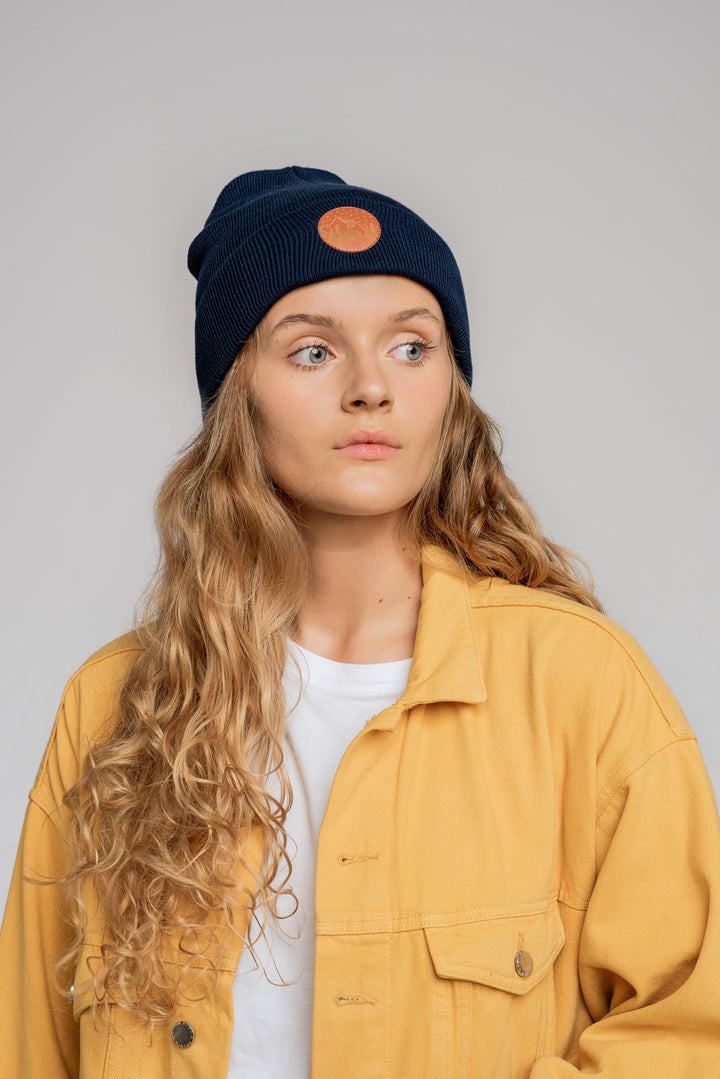 bonnet vegan en coton bio bleu marine