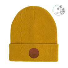 Charger l&#39;image dans la galerie, bonnet ecologique en coton bio couleur moutarde