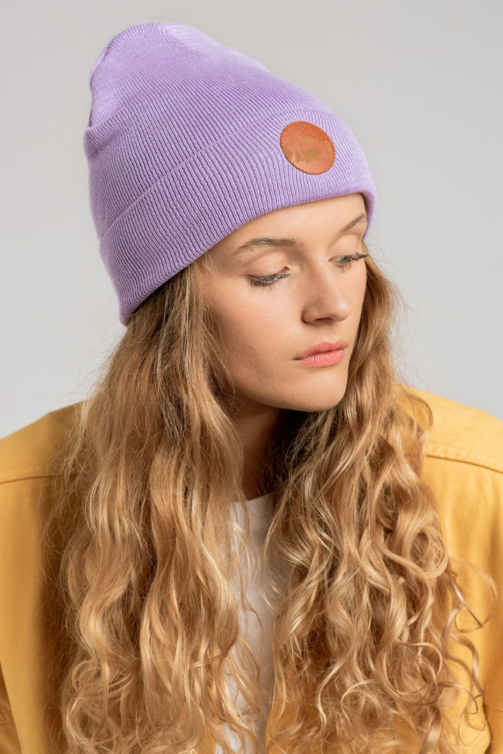Bonnet mauve éco-responsable en coton bio