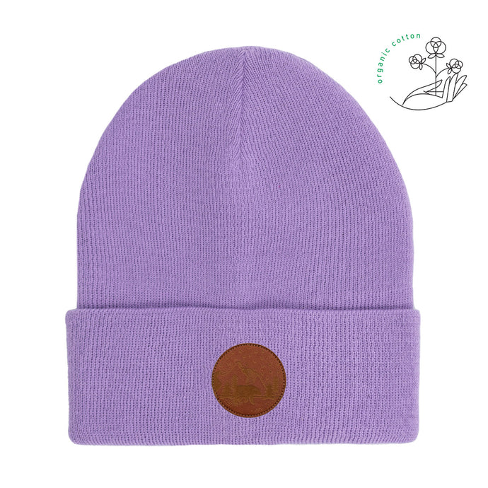 Bonnet mauve éco-responsable en coton bio