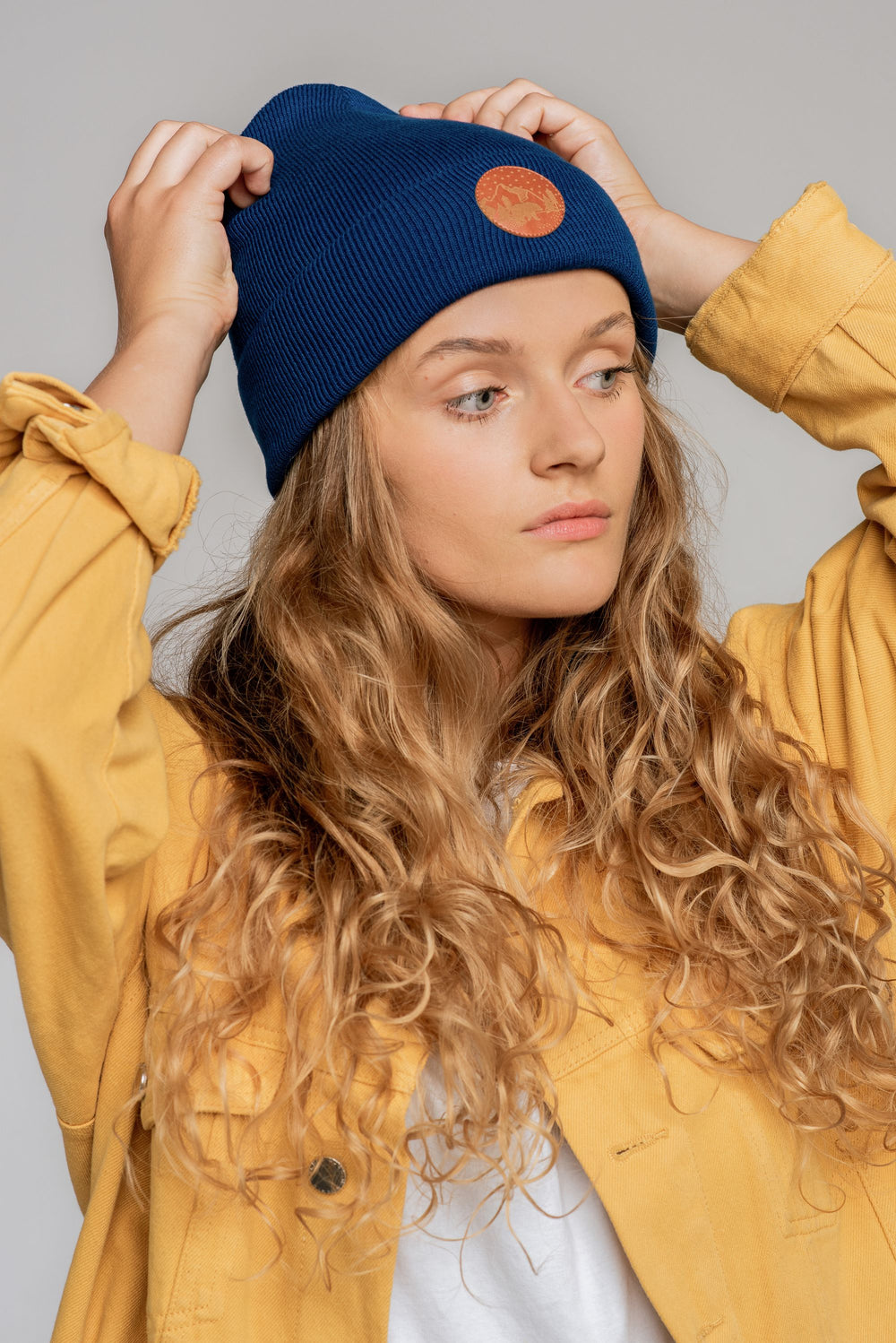 bonnet vegan en coton bio bleu