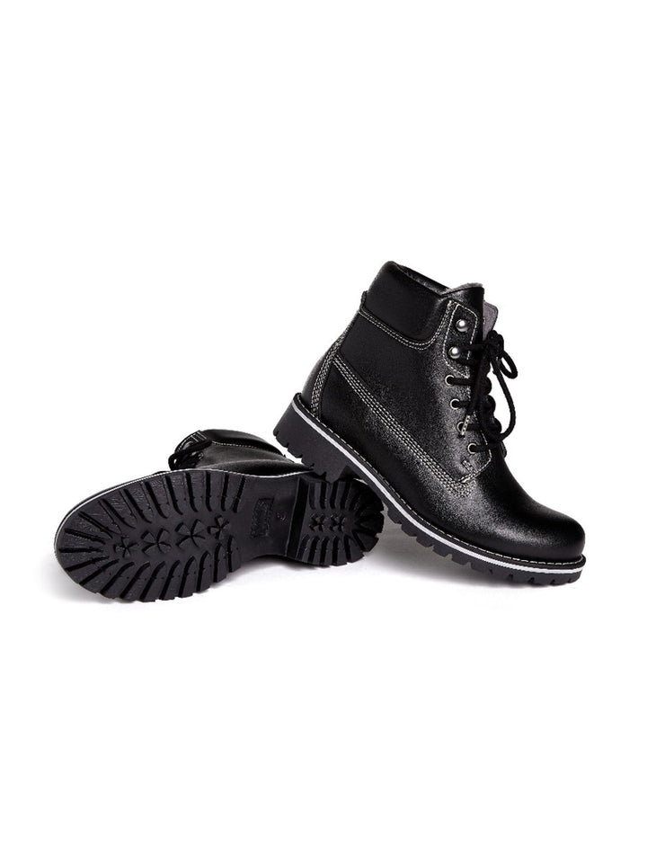 Dock Boots en cuir vegan noir avec intérieur fourré