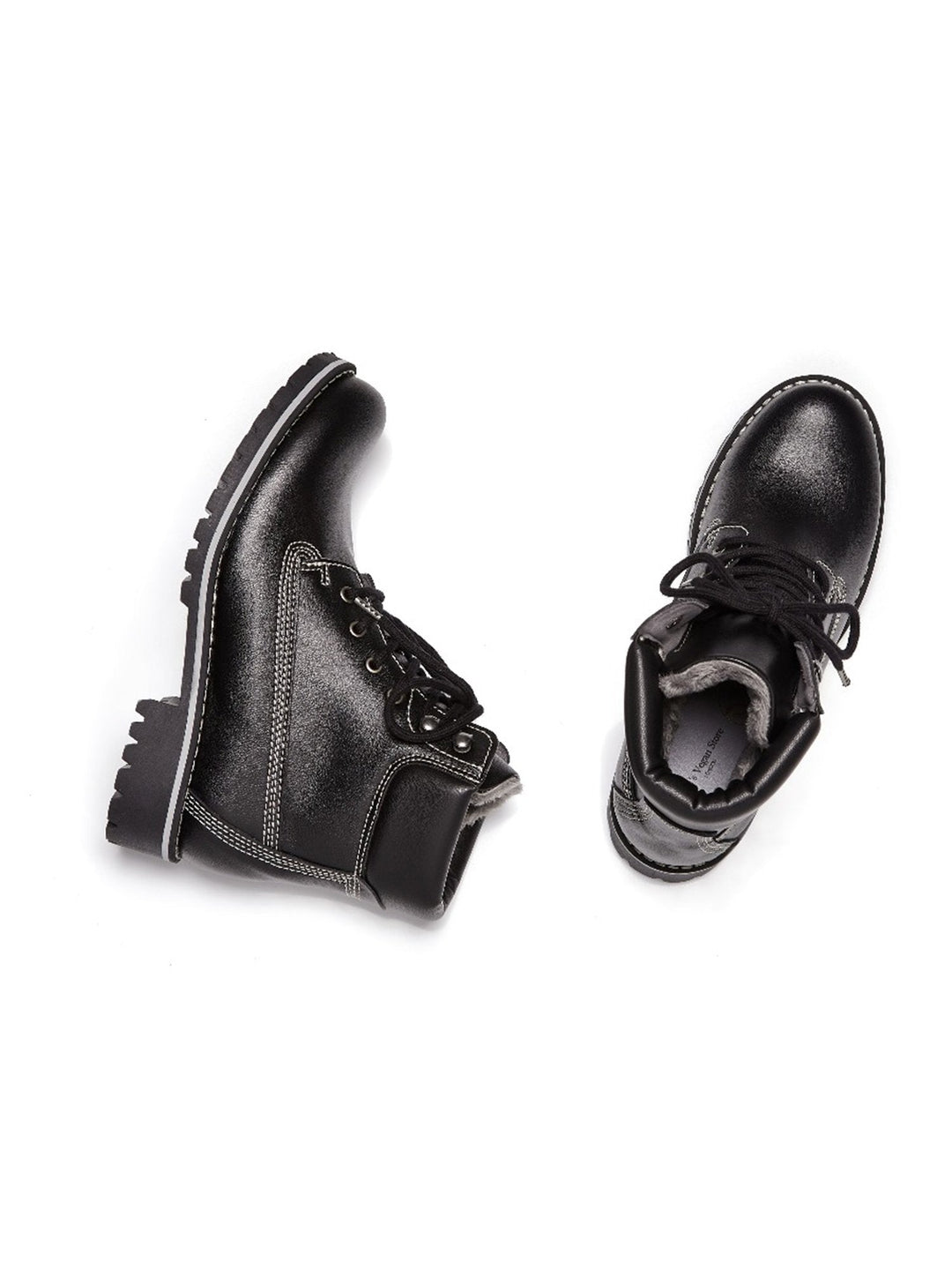 Dock Boots en cuir vegan noir avec intérieur fourré