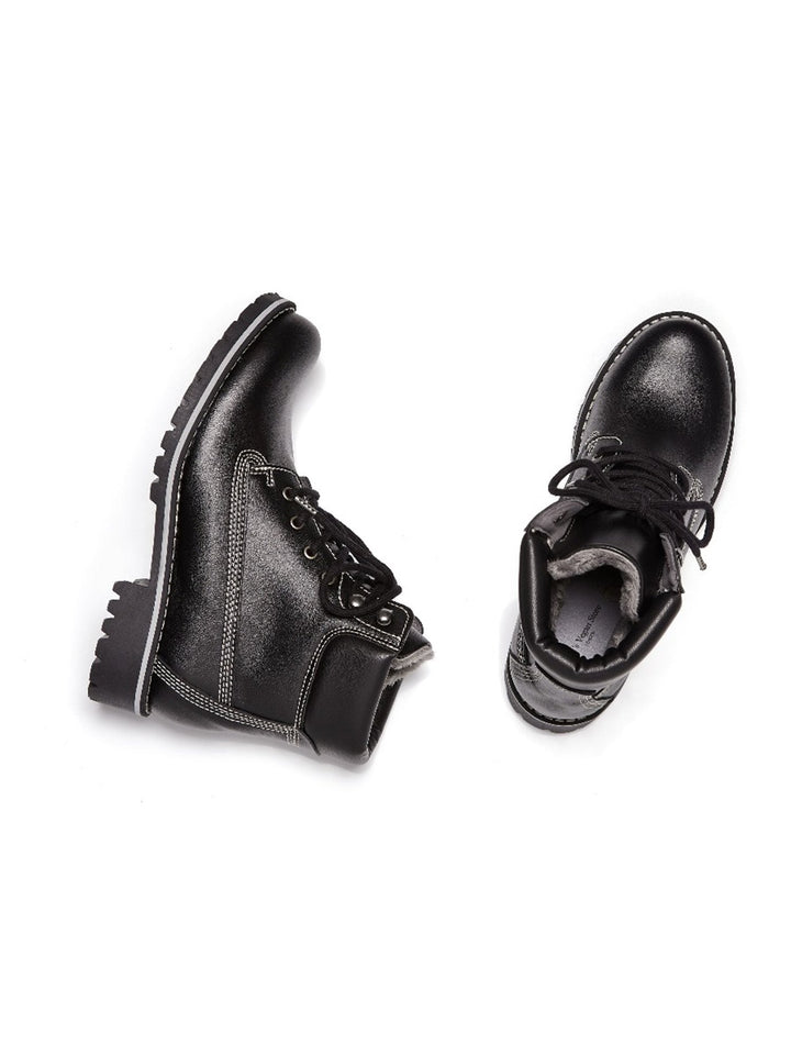 Dock Boots en cuir vegan noir avec intérieur fourré