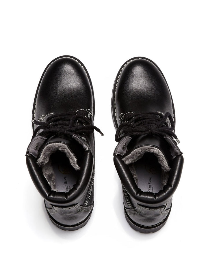 Dock Boots en cuir vegan noir avec intérieur fourré