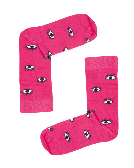 chaussette rose motifs oeil